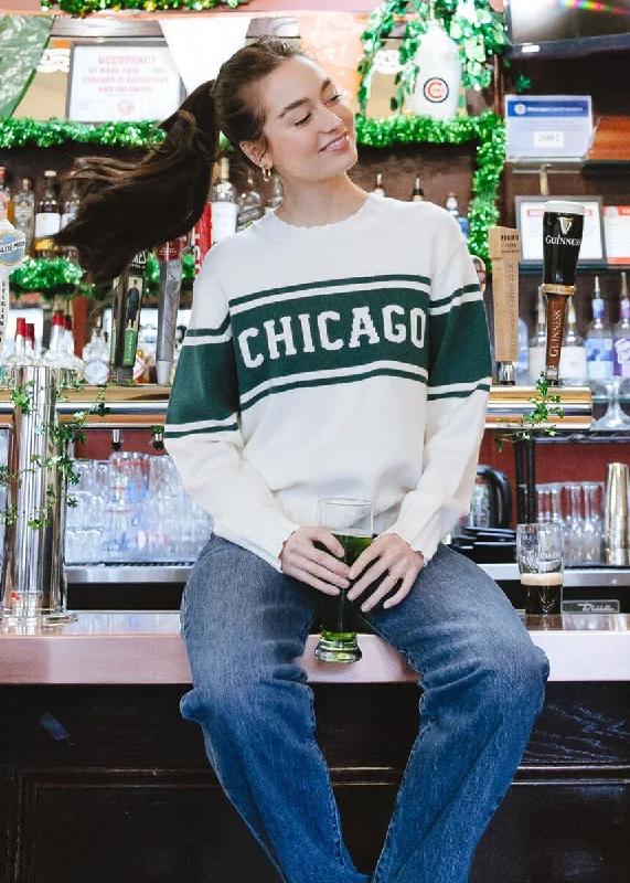 Crew neck – Round neck, classic styleChicago Triple Stripe Sweater - Green