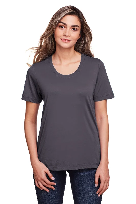 Asymmetrical – Uneven hem or design, adds a modern twistCore 365 Womens Fusion ChromaSoft Performance Moisture Wicking Short Sleeve Scoop Neck T-Shirt - Carbon Grey