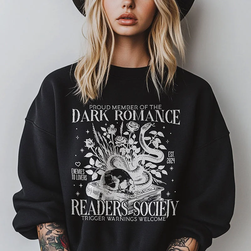 Zip-up hoodie – Hoodie with a front zipper for easy wearDark Romance Readers Society Crewneck Sweatshirt