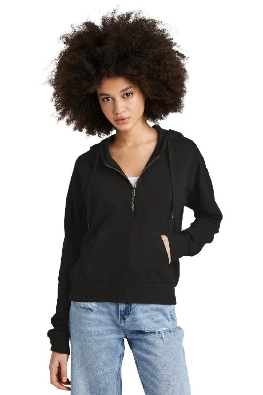 Sherpa-lined hoodie – Hoodie lined with faux sheepskin (Sherpa) for extra warmthDistrict Womens Perfect Tri Fleece 1/4 Zip Hooded Sweatshirt Hoodie - Black