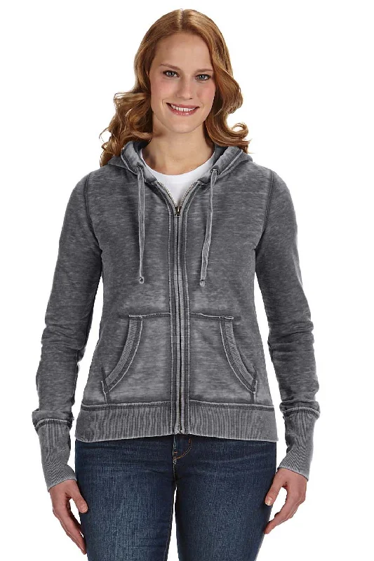 Fitted sweatshirt – Sweatshirt that fits snugly to the body, providing a more tailored lookJ America Womens Zen Burnout Fleece Full Zip Hooded Sweatshirt Hoodie - Dark Smoke Grey