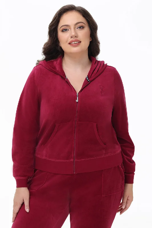 V-neck sweatshirt – Sweatshirt with a V-shaped neckline, less common than crew or hooded necksPlus-Size Heritage Cotton Velour Hoodie