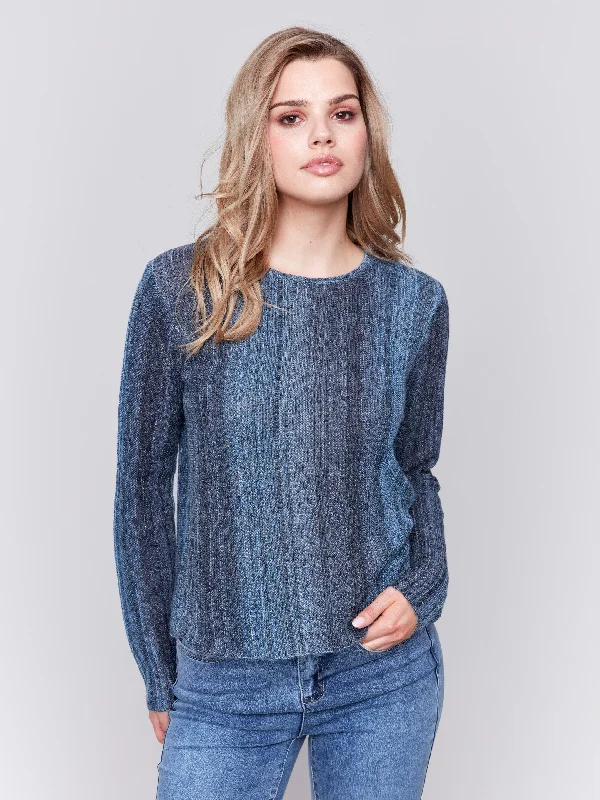 Crew neck – Round neck, classic styleLightweight Space Dye Yarn Sweater - Denim