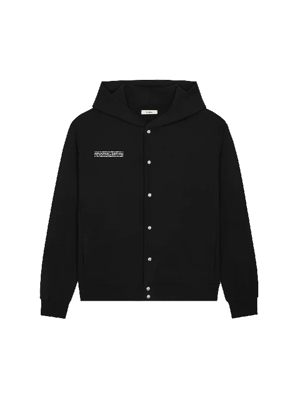 Cropped hoodie – Shortened hoodie that sits above the waistMens 365 Midweight Snap Button Hoodie—Twilight Black