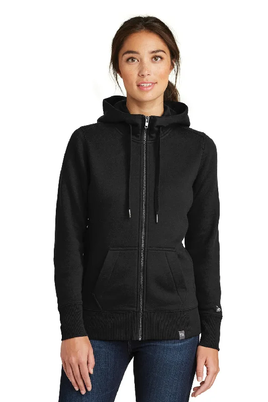 Fitted sweatshirt – Sweatshirt that fits snugly to the body, providing a more tailored lookNew Era Womens Sueded French Terry Full Zip Hooded Sweatshirt Hoodie - Black