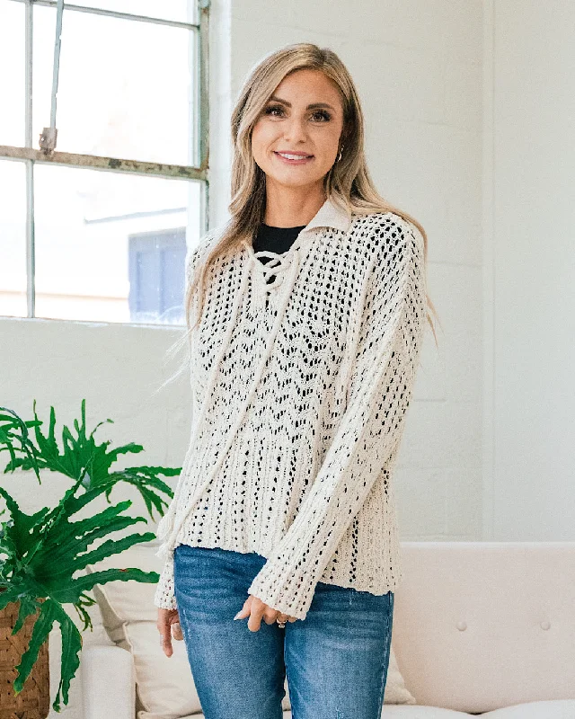 V-neck – Sweater with a V-shaped necklineKate Ivory Open Knit Sweater FINAL SALE