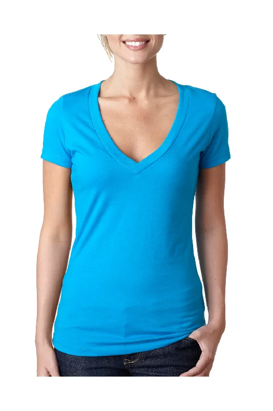 Crew neck – Classic round necklineNext Level Womens CVC Jersey Short Sleeve V-Neck T-Shirt - Turquoise Blue - Closeout