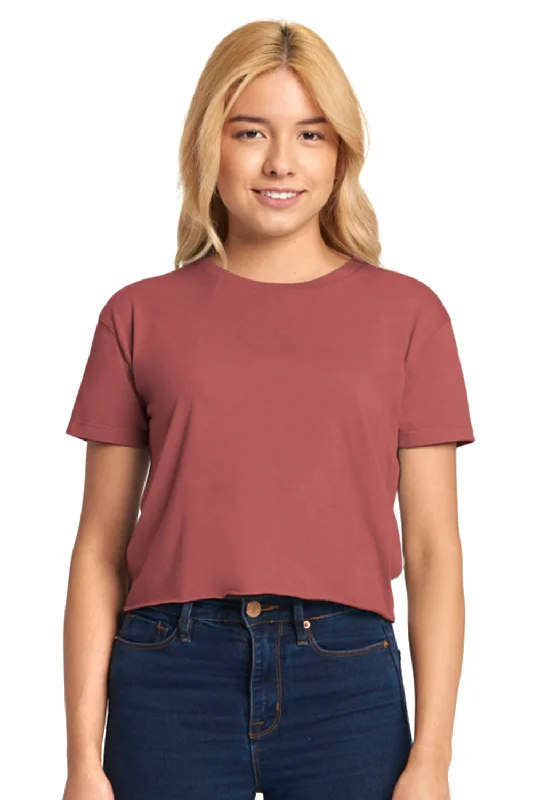 Tie-dye – Colorful, patterned T-shirt created with a tie-dye techniqueNext Level Womens Festival Cali Crop Short Sleeve Crewneck T-Shirt - Smoked Paprika Red