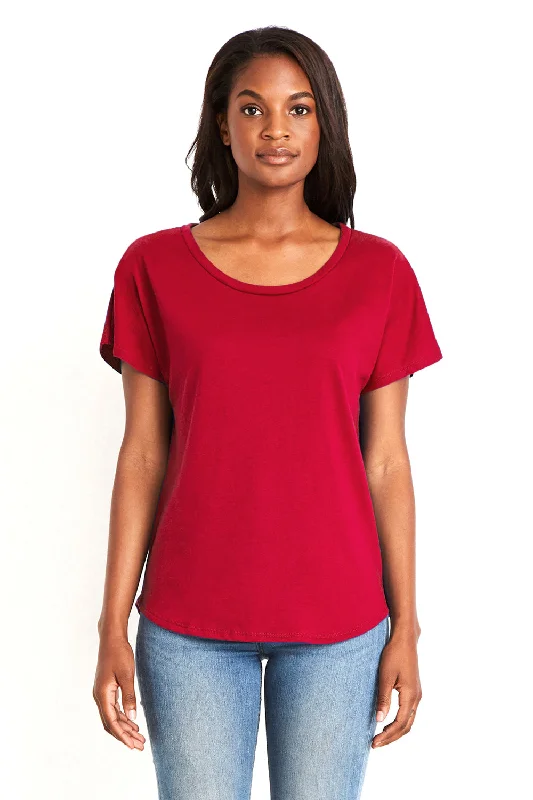 Ruffled – T-shirt with frills or ruffles at the sleeves or hemNext Level Womens Ideal Dolman Short Sleeve Crewneck T-Shirt - Red - Closeout