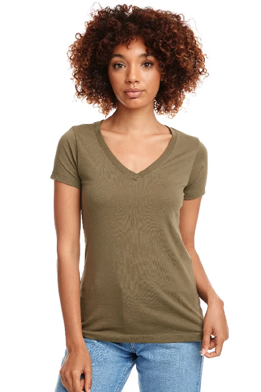 Scoop neck – Wide, rounded necklineNext Level Womens Ideal Jersey Short Sleeve V-Neck T-Shirt - Military Green