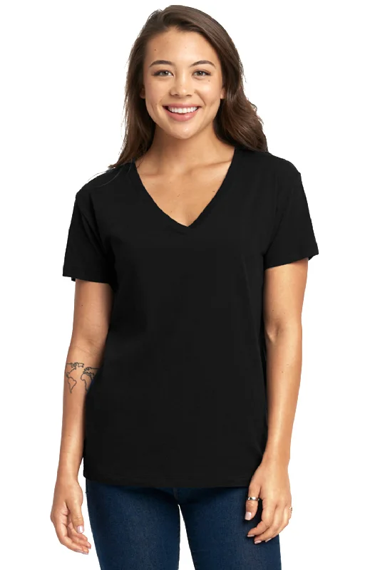 Pima cotton – Soft, high-quality cotton for a luxurious feelNext Level Womens Relaxed Short Sleeve V-Neck T-Shirt - Black