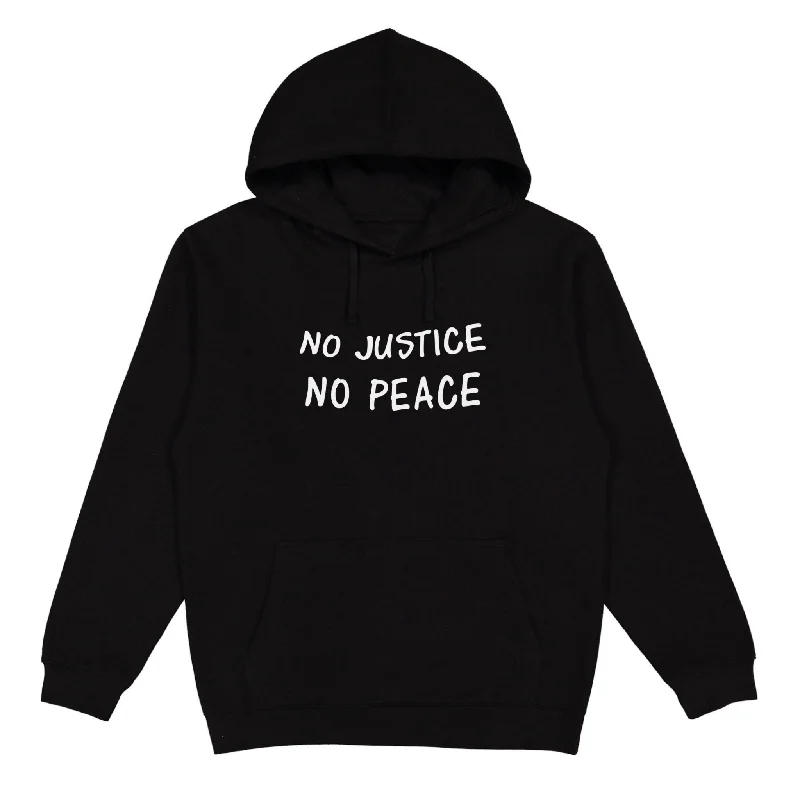 Cowl neck hoodie – Hoodie with a soft, draped collar that creates a relaxed, cozy feelNo Justice No Peace Hoodie