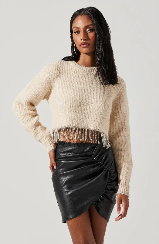 Hooded – Sweater with an attached hoodPalmer Rhinestone Fringe Sweater