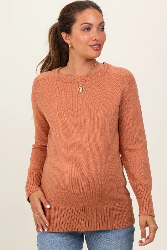 Boxy – Square, loose shapePeach Basic Relaxed Fit Maternity Sweater