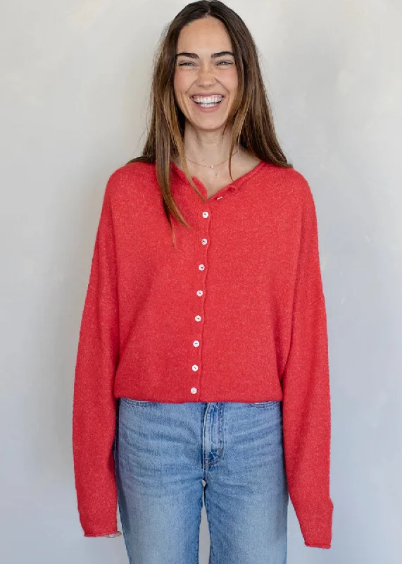 Ribbed – Sweater with textured, vertical stripesPiper Cardigan - Red