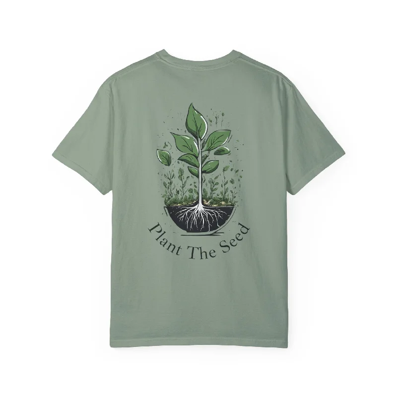 Boxy – Loose, straight cut with no shapingPlant The Seed WYCD T-shirt