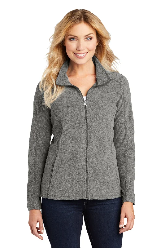 V-neck sweatshirt – Sweatshirt with a V-shaped neckline, less common than crew or hooded necksPort Authority Womens Pill Resistant Heather Microfleece Full Zip Sweatshirt - Heather Pearl Grey