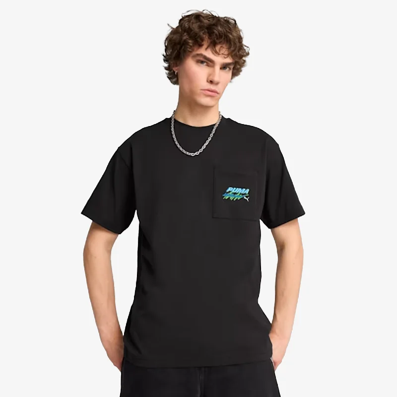 Ringer – T-shirt with contrasting colored trim around the neckline and sleevesPUMA |X A$AP ROCKY POCKET TEE { PUMA BLACK