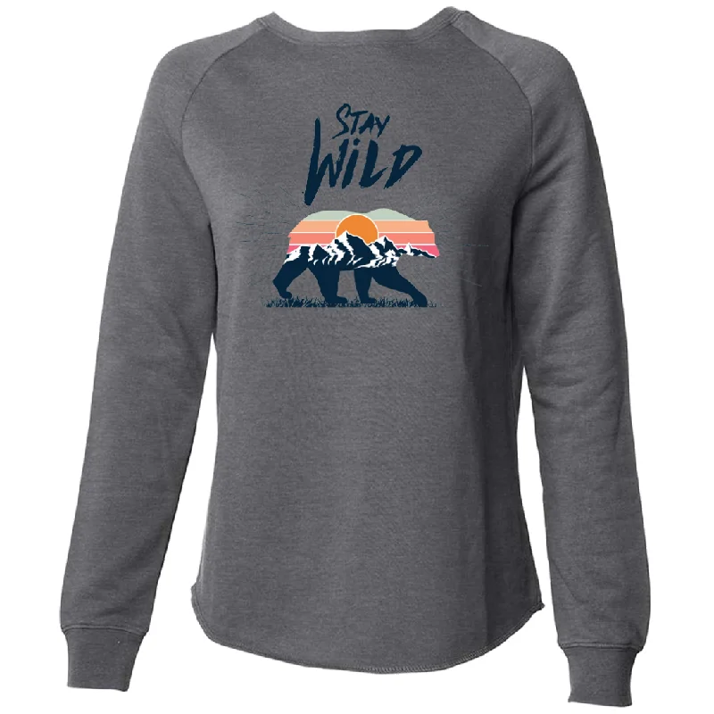 Graphic hoodie – Hoodie with printed designs, logos, or artworkStay Wild Sunset Bear Super Soft Crewneck Sweater