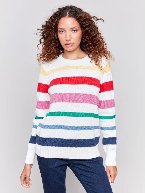 Chunky – Thick, oversized knit for a cozy lookStriped Cotton Sweater - Multicolor