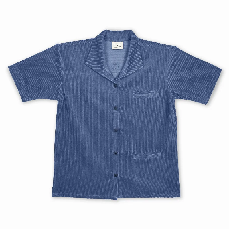 Asymmetrical – Uneven hem or design, adds a modern twistSUPERKICKS | CORDUROY SHIRT { ESTATE BLUE