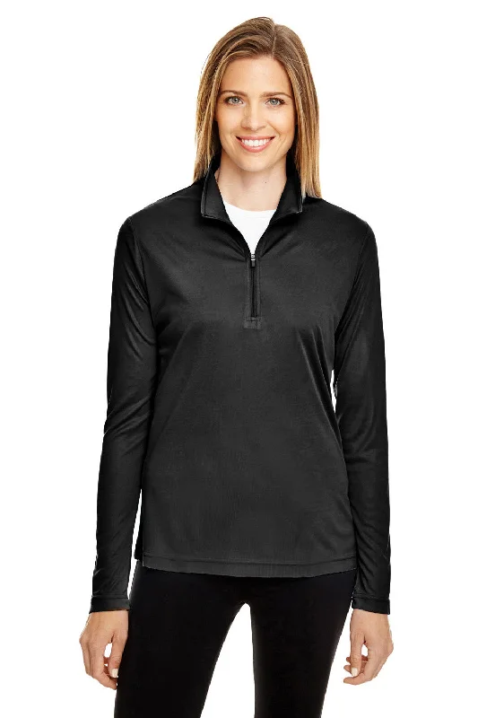 Fleece-lined – Soft, warm interior lining made from fleece materialTeam 365 Womens Zone Performance Moisture Wicking 1/4 Zip Sweatshirt - Black