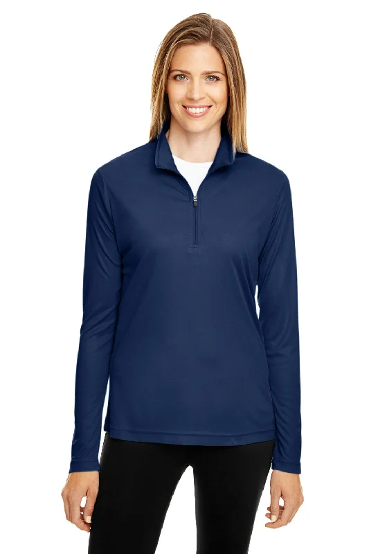 Zip-up hoodie – Hoodie with a front zipper for easy wearTeam 365 Womens Zone Performance Moisture Wicking 1/4 Zip Sweatshirt - Dark Navy Blue