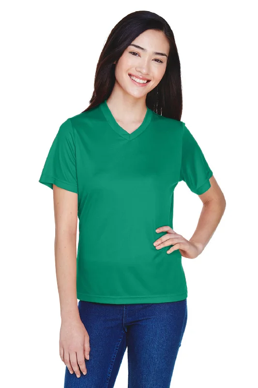 Henley – T-shirt with a buttoned placket (usually a few buttons near the collar)Team 365 Womens Zone Performance Moisture Wicking Short Sleeve V-Neck T-Shirt - Kelly Green