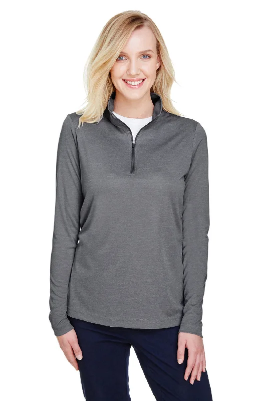 Banded hem hoodie – Sweatshirt with an elastic or ribbed band at the bottom to keep it in placeTeam 365 Womens Zone Sonic Performance Moisture Wicking 1/4 Zip Sweatshirt - Heather Dark Grey