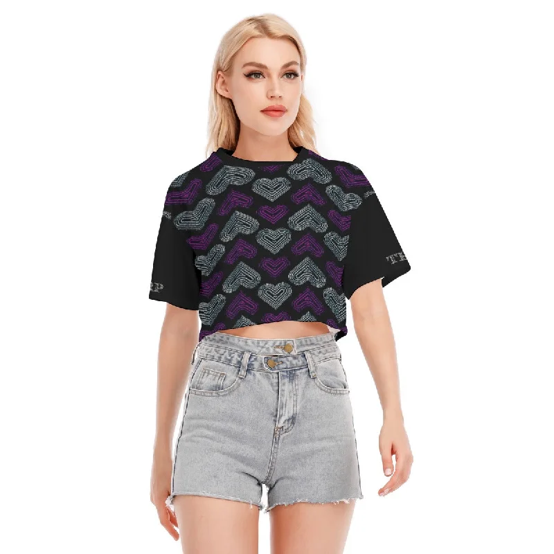 Crop – Shortened length, typically above the waistTRP Twisted Patterns 03: Chevron Hearts Designer Cropped Drop Shoulder Cotton T-shirt