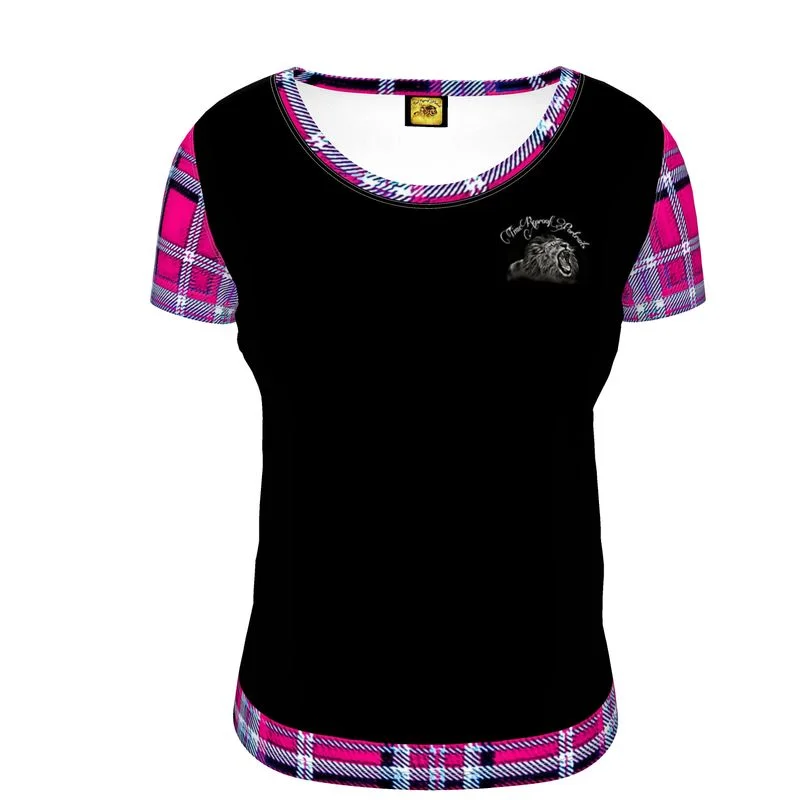 Crop – Shortened length, typically above the waistTRP Twisted Patterns 06: Digital Plaid 01-04A Ladies Designer Scoop Neck T-shirt