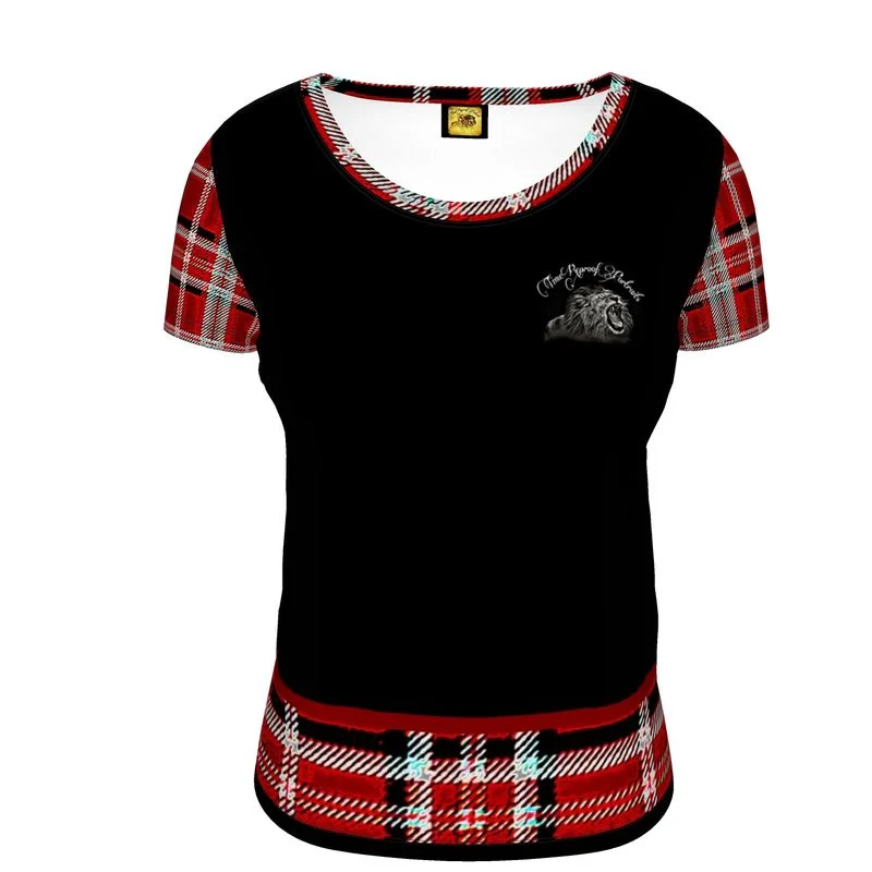 Tunic – Longer T-shirt, often reaching the hips or thighs, worn as a tunic topTRP Twisted Patterns 06: Digital Plaid 01-05A Ladies Designer Scoop Neck T-shirt