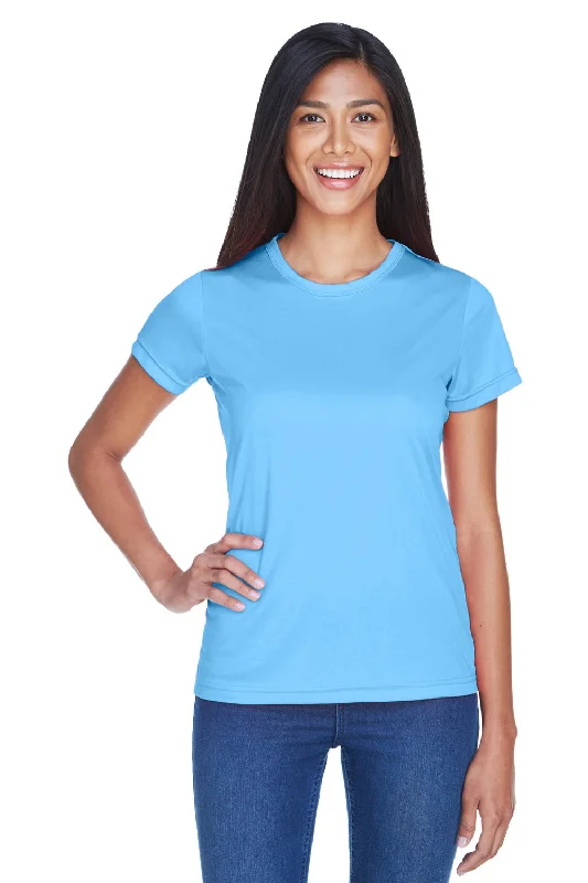 Cotton blend – Mix of cotton and synthetic fabrics for softness and durabilityUltraClub Womens Cool & Dry Performance Moisture Wicking Short Sleeve Crewneck T-Shirt - Columbia Blue