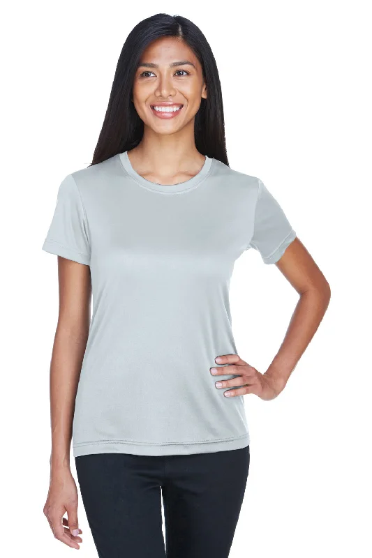 Ringer – T-shirt with contrasting colored trim around the neckline and sleevesUltraClub Womens Cool & Dry Performance Moisture Wicking Short Sleeve Crewneck T-Shirt - Grey