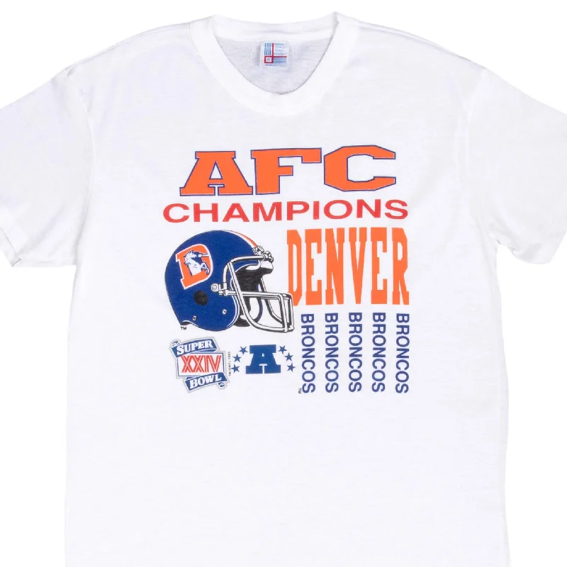 Tunic – Longer T-shirt, often reaching the hips or thighs, worn as a tunic topVINTAGE NFL BRONCOS AFC CHAMPIONS 1989 TEE SHIRT LARGE MADE IN USA