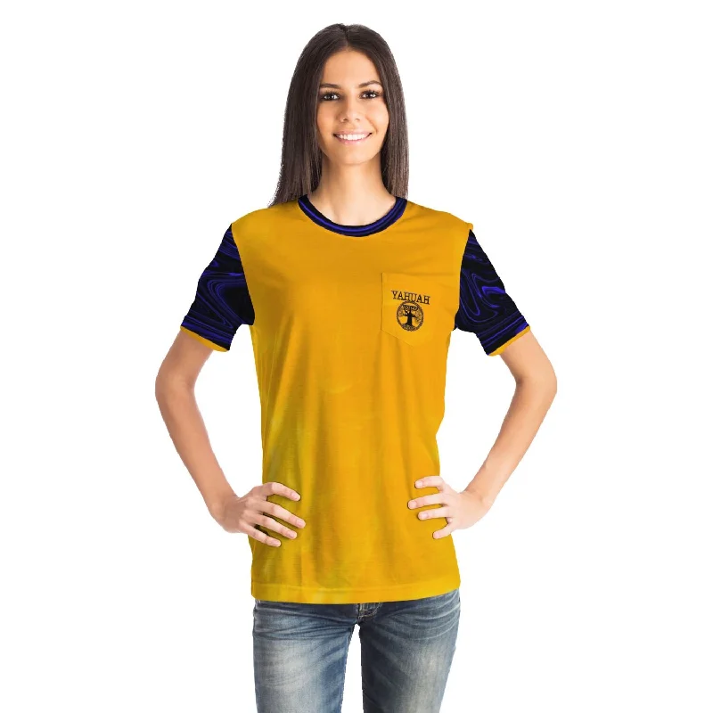 Raglan sleeve – Diagonal seam extending from the underarm to neckline, giving a sporty lookYahuah-Tree of Life 02-02 Elect Ladies Designer Pocket T-shirt