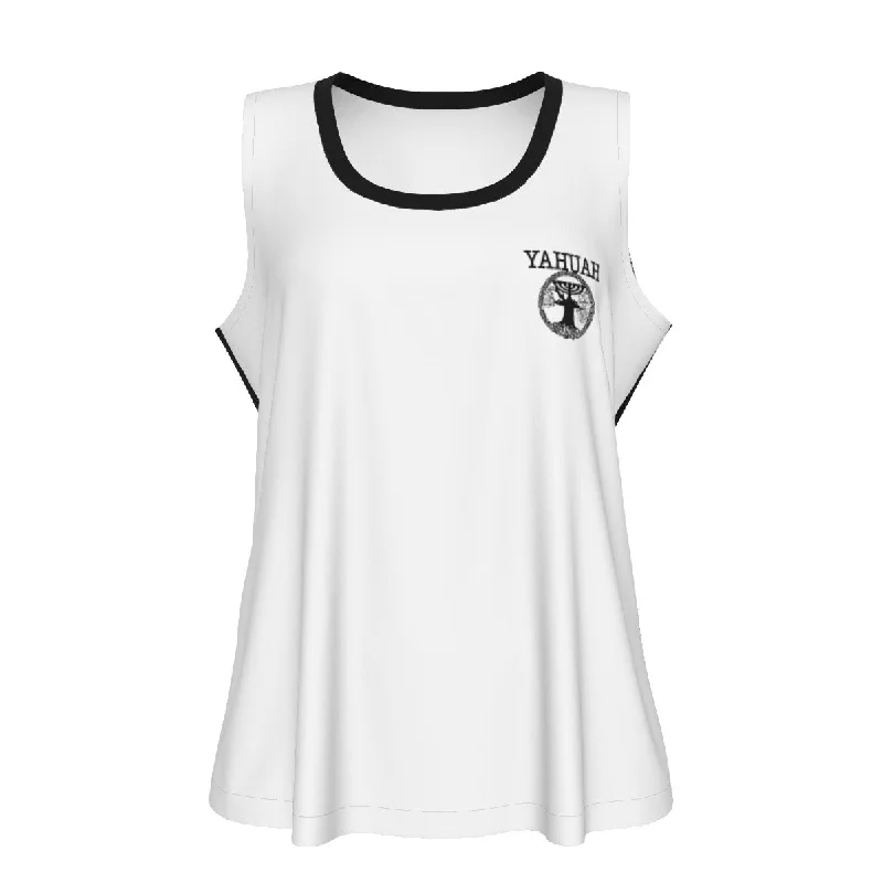 Vented hem – Slits or small openings at the bottom of the T-shirt for a relaxed fitYahuah-Tree of Life 02-06 Yin Yang Ladies Designer Sleeveless T-shirt (Style 02)