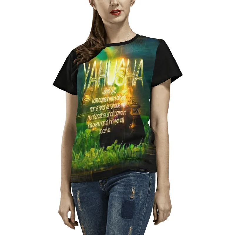 Tunic – Longer T-shirt, often reaching the hips or thighs, worn as a tunic topYahuah Yahusha 03 Ladies Designer T-shirt